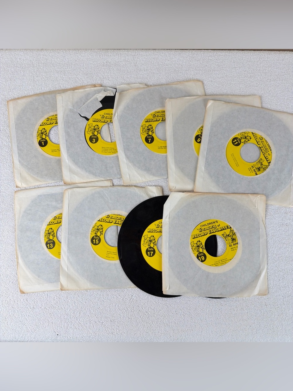 VTG Children’s Treasury of Record Favorites 9 45 RPM Records Songs Stories Set